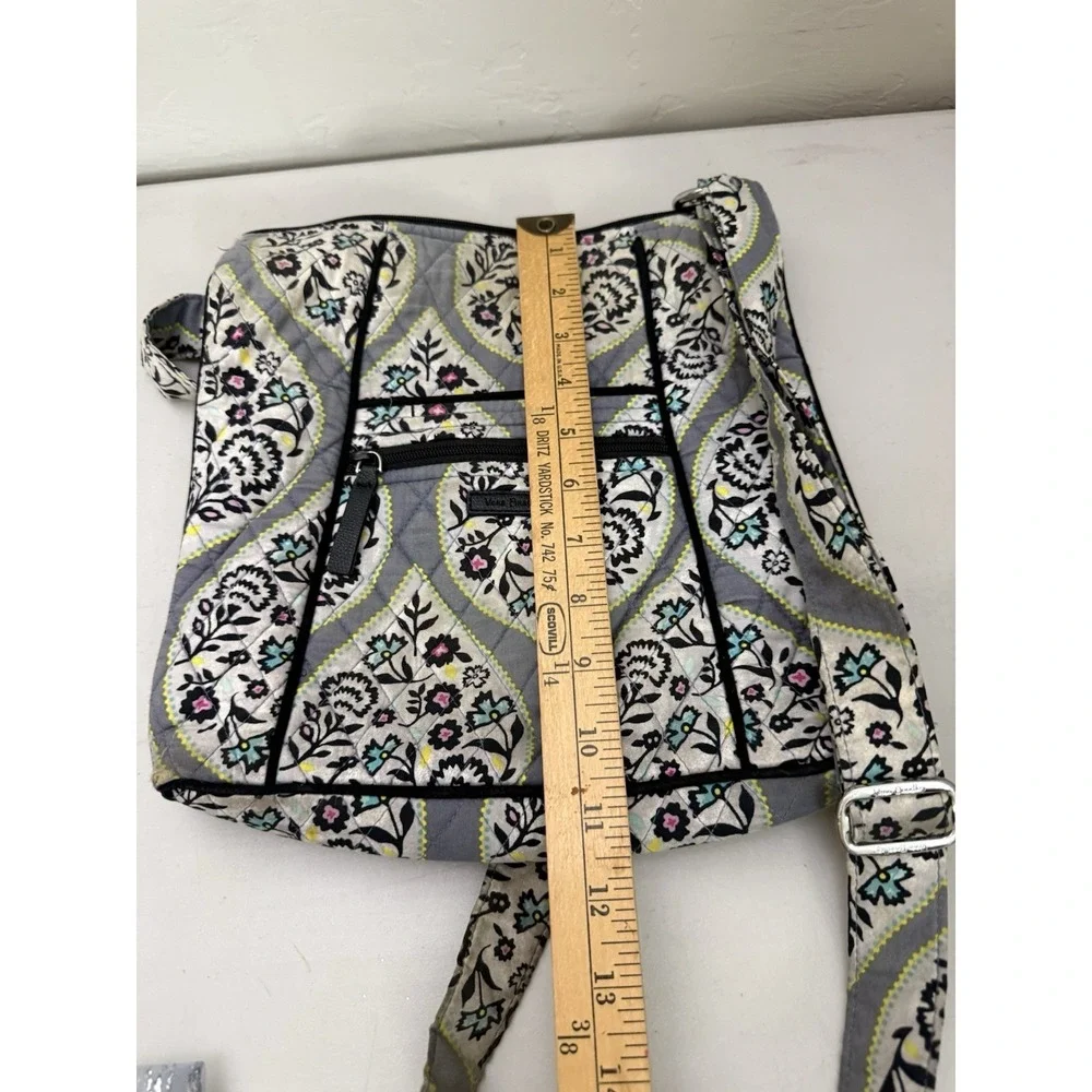 Vera Bradley Paisley Stripe Campus Tech Crossbody Backpack Bag Gray Green Yellow